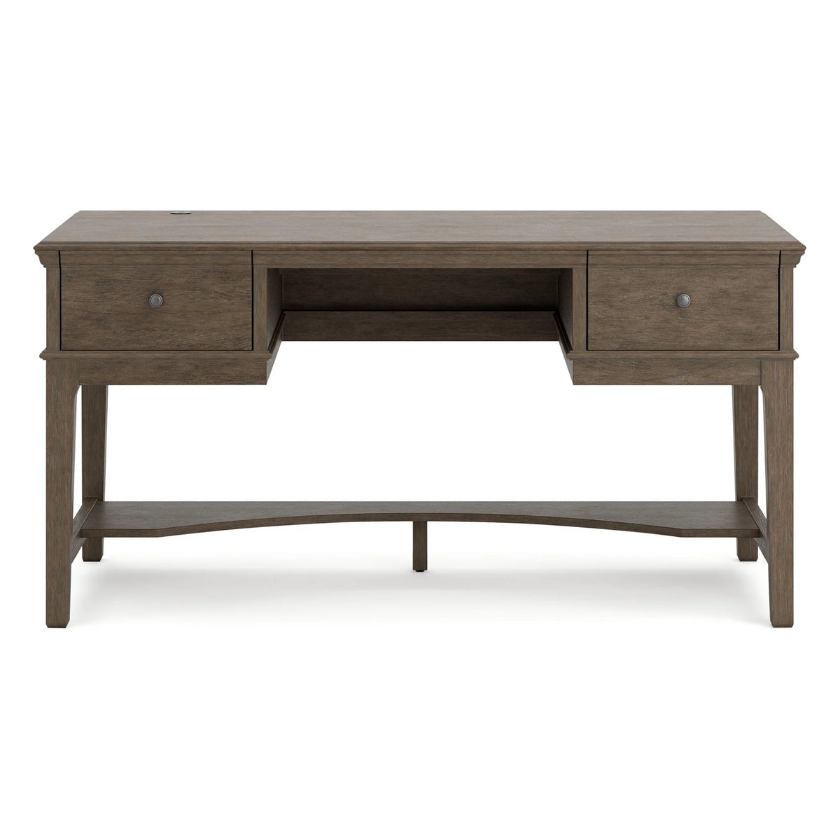 60 Inch Weathered Gray Wood Storage Desk with USB Ports B766
