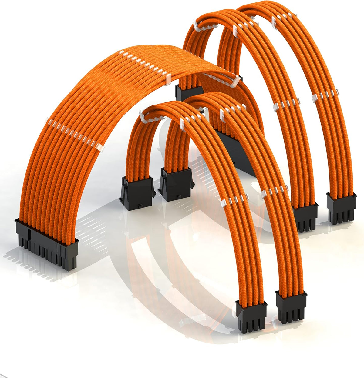 50cm Sleeved PSU Cable Extension Kit with Comb, Red Black, 24 P (20+4), 8 P CPU, 8 P GPU, 500mm, Pack of 2 F267