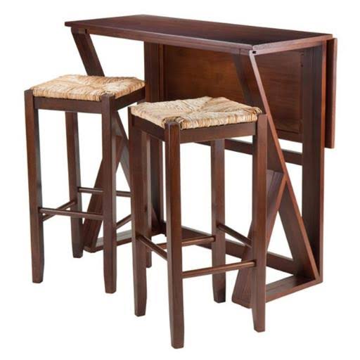Harrington Drop Leaf High Table with 2 Rush Seat Stools - 3 Piece Q899