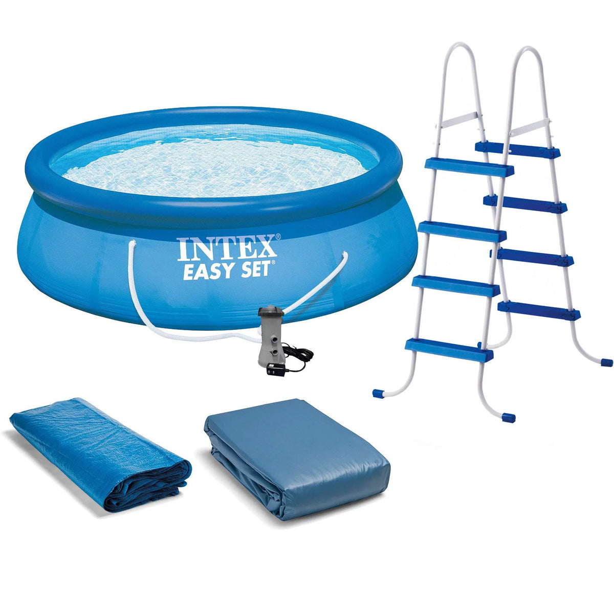 15ft x 48in Inflatable Above Ground Pool with Pump and Solar Cover X73394