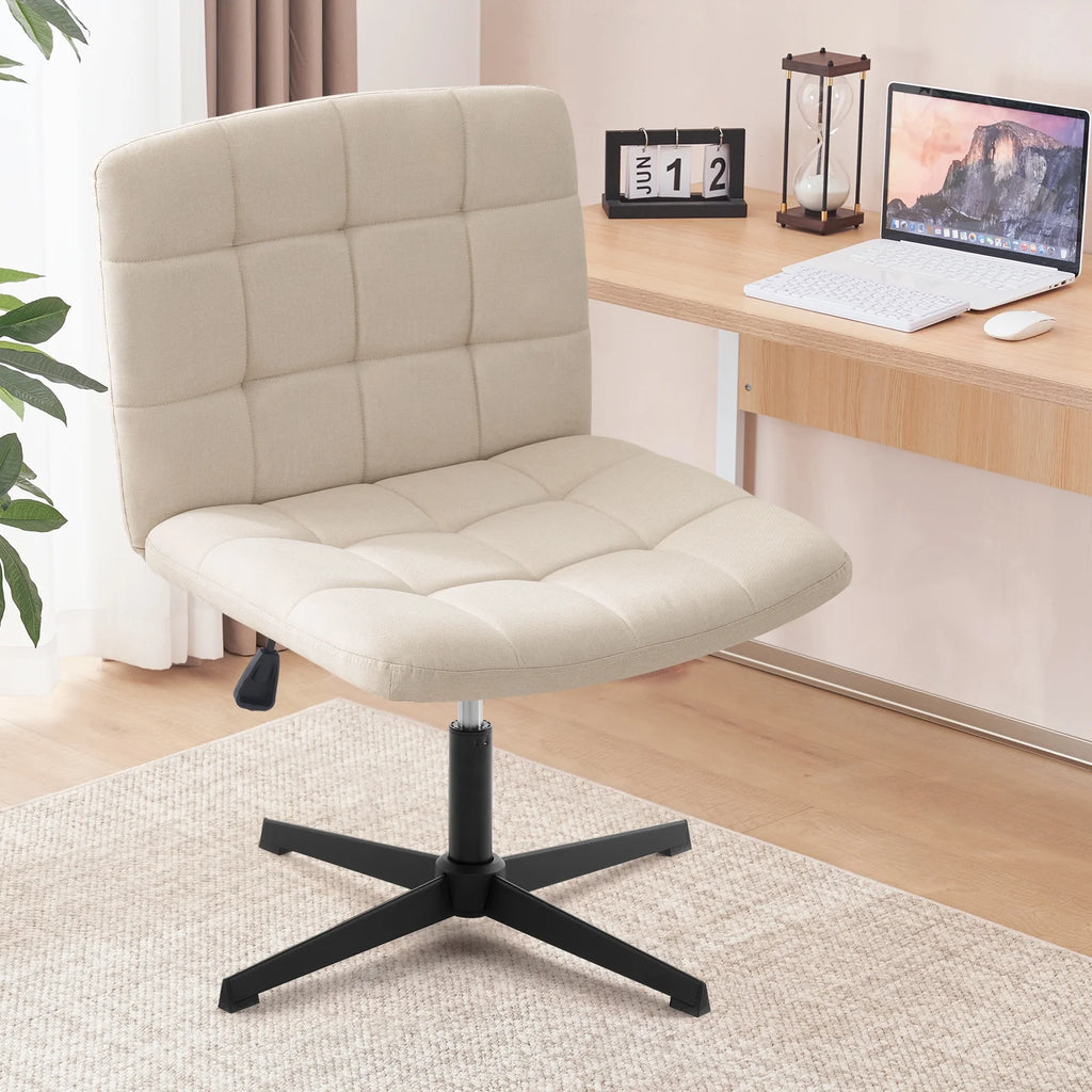 Beige Armless Swivel Ergonomic Office Chair Q2752