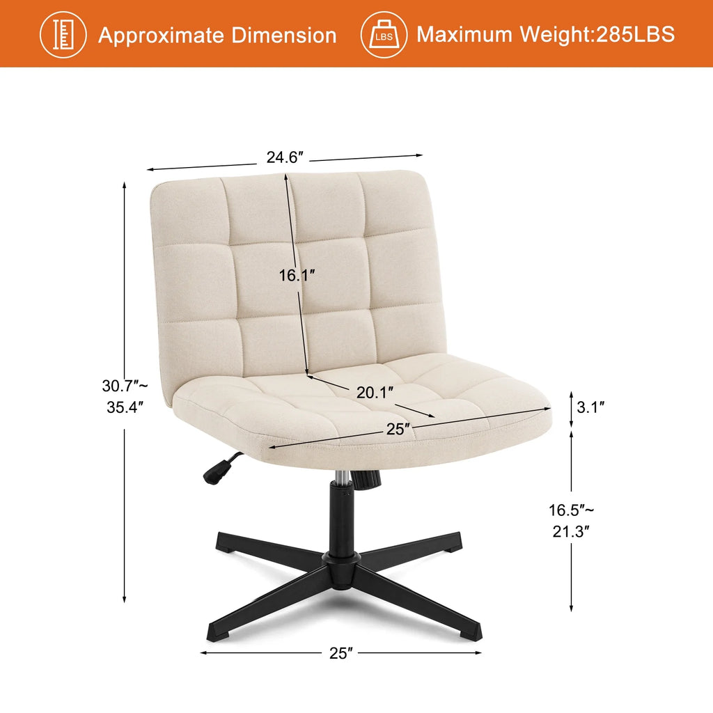 Beige Armless Swivel Ergonomic Office Chair Q2752