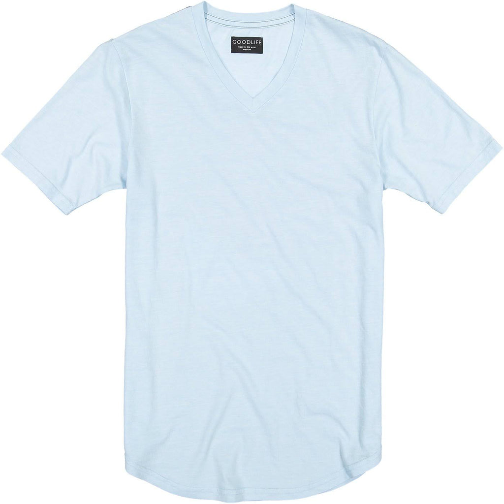 Tri-Blend Scallop V-Neck in Cool Blue, Size: X-Large O98017