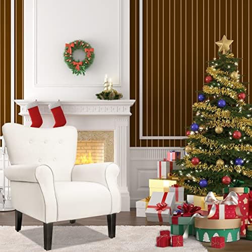 Beige Fabric High Backrest Accent Chair U71071