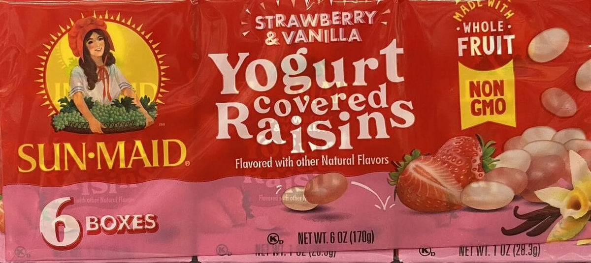 12 Boxes Strawberry & Vanilla Yogurt California Raisins N558997