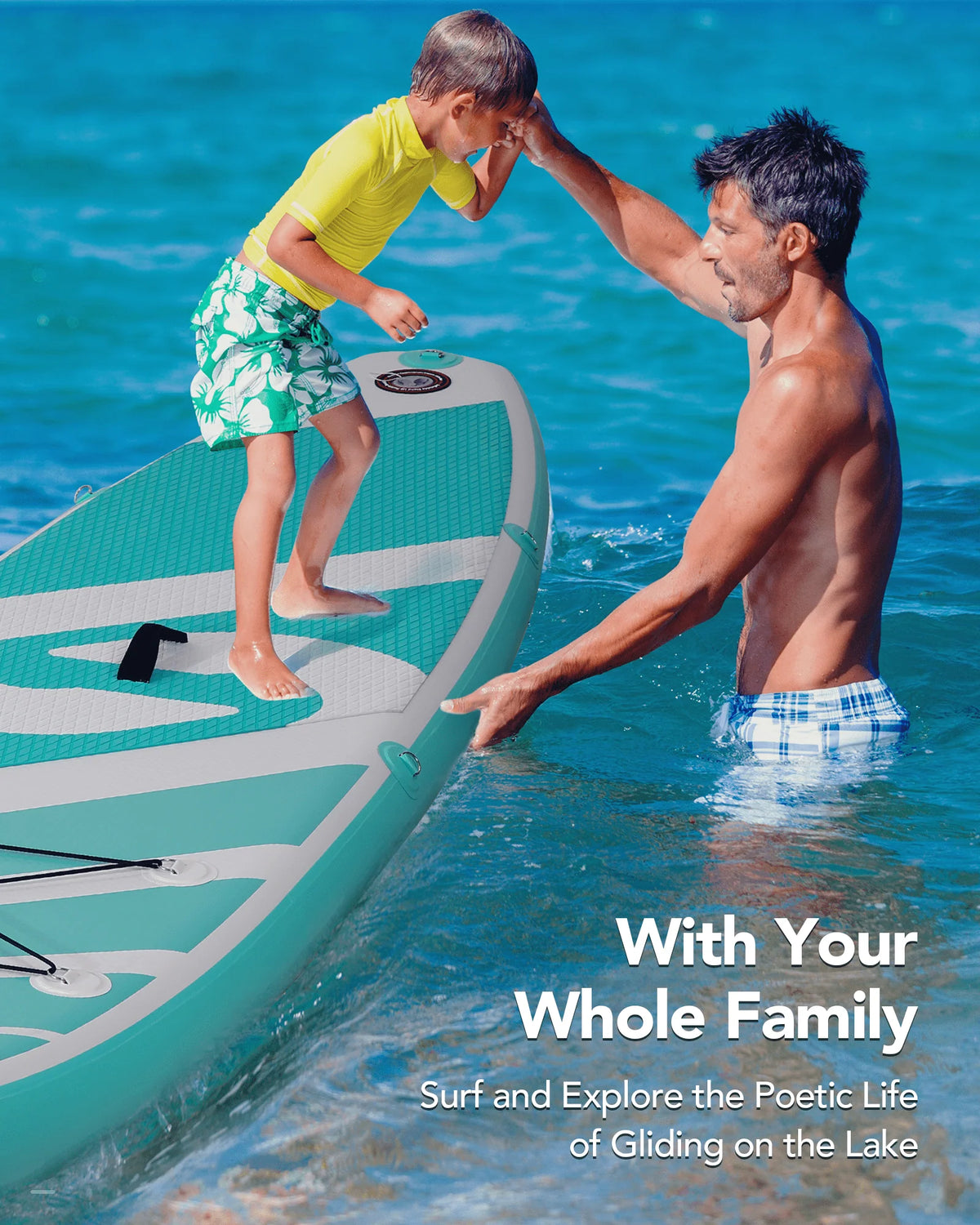 10' Green Inflatable Paddle Board with Carry Bag D135