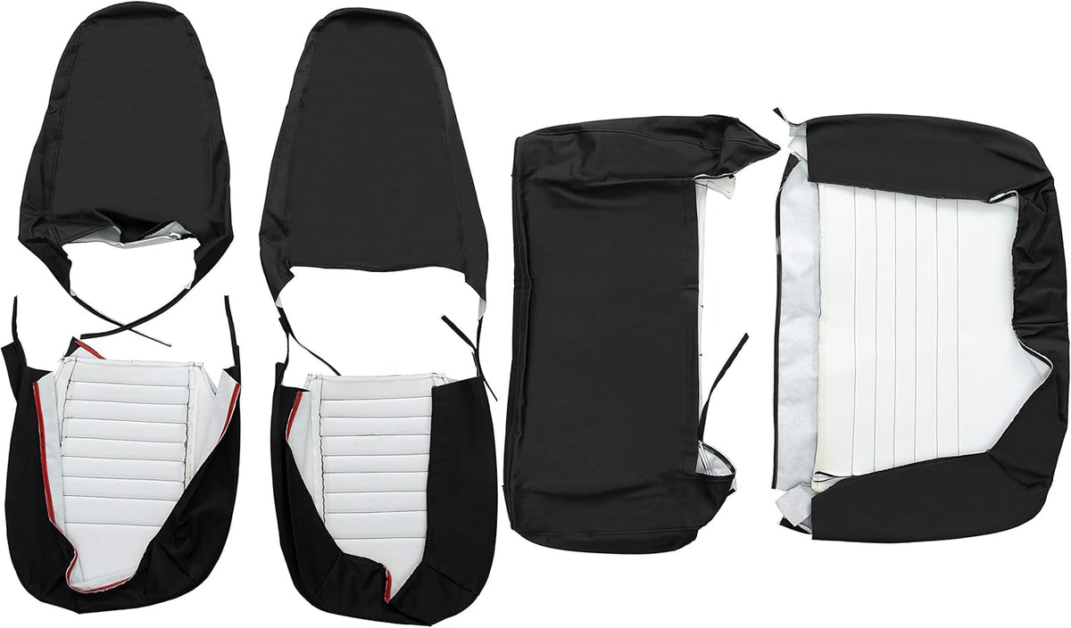 Black Faux Leather Seat Covers for Front High-Back Bucket Seats & Rear Bench Seat K531952