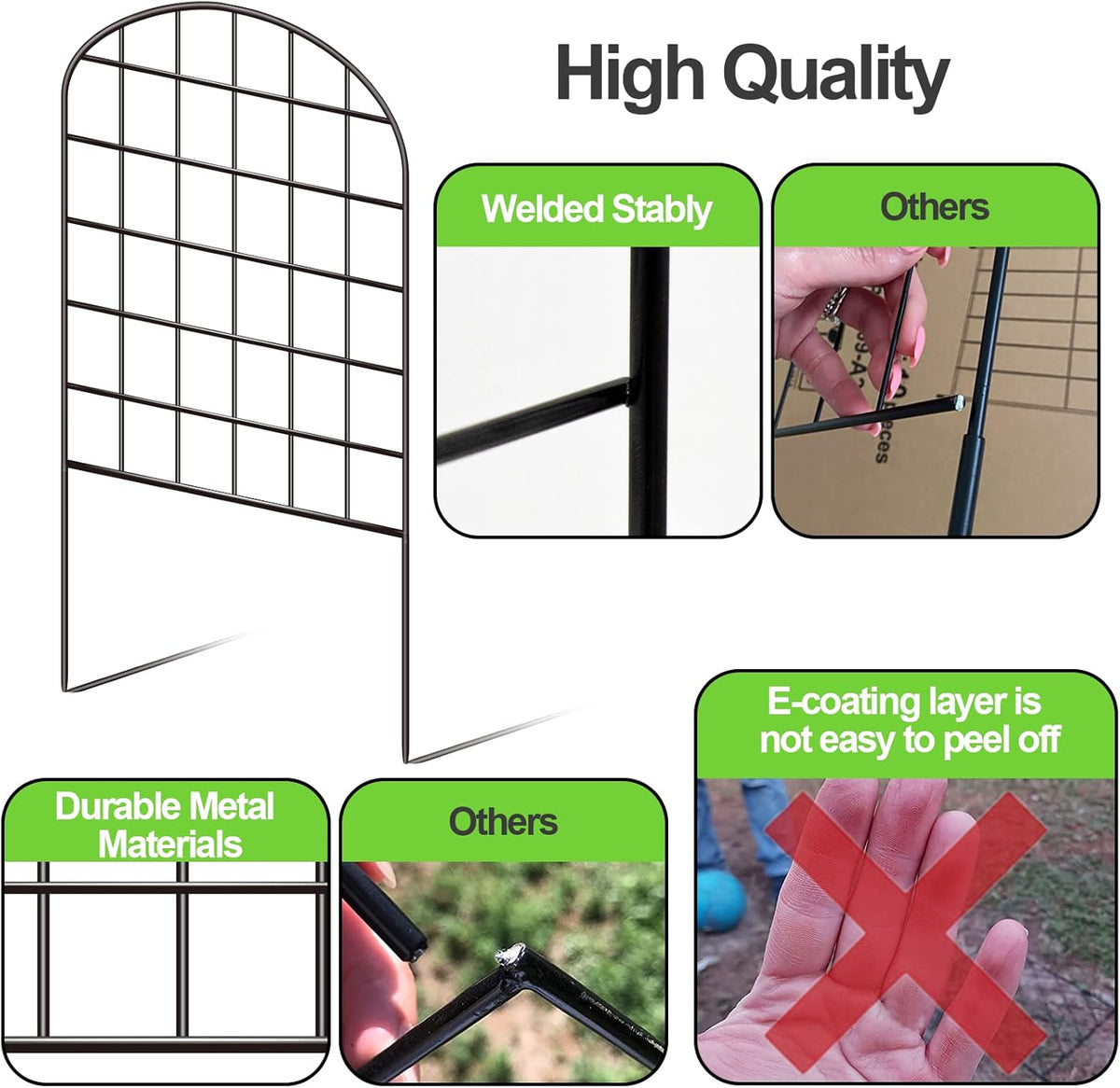 10 Pack Rustproof Coated Metal Garden Fence Border C654