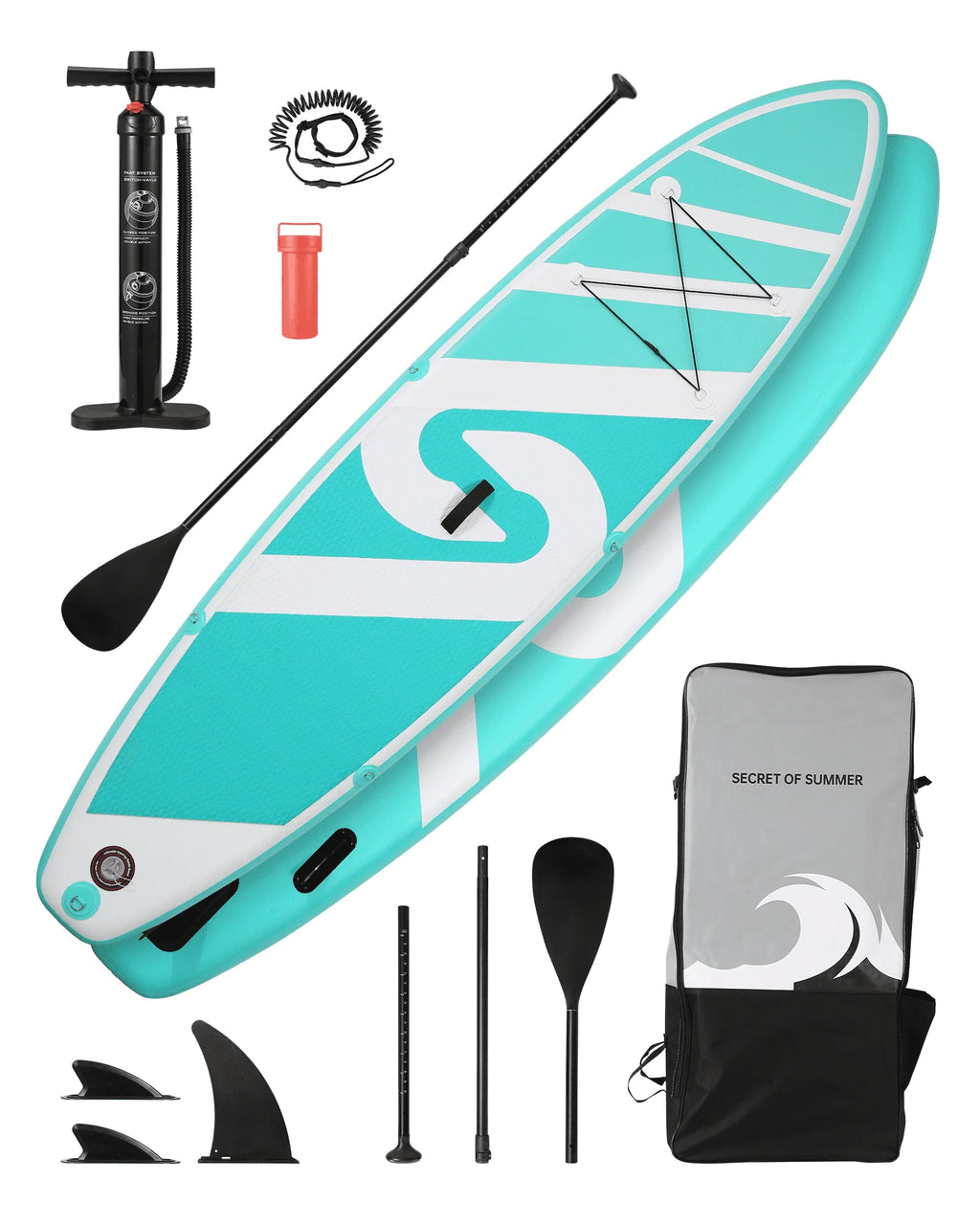 10' Green Inflatable Paddle Board with Carry Bag D135