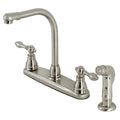 Brushed Nickel Centerset Kitchen Faucet with Side Sprayer Y423570