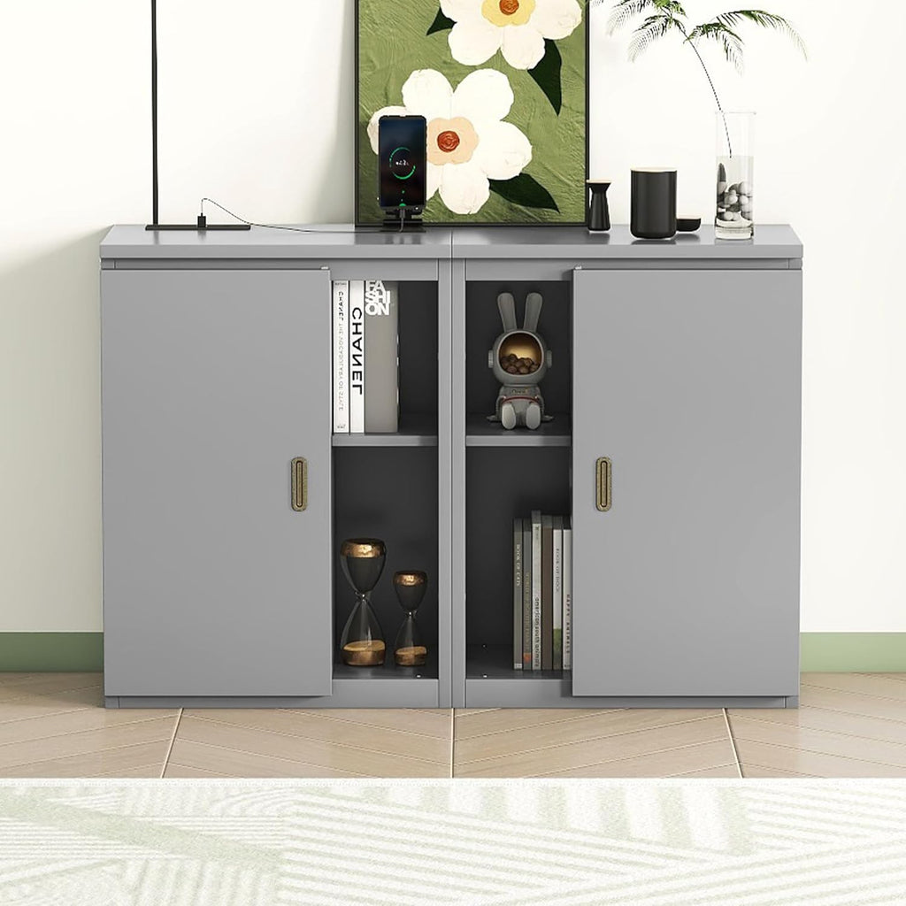 Queen Size Gray Murphy Wall Bed with Shelves and Cabinets K30720