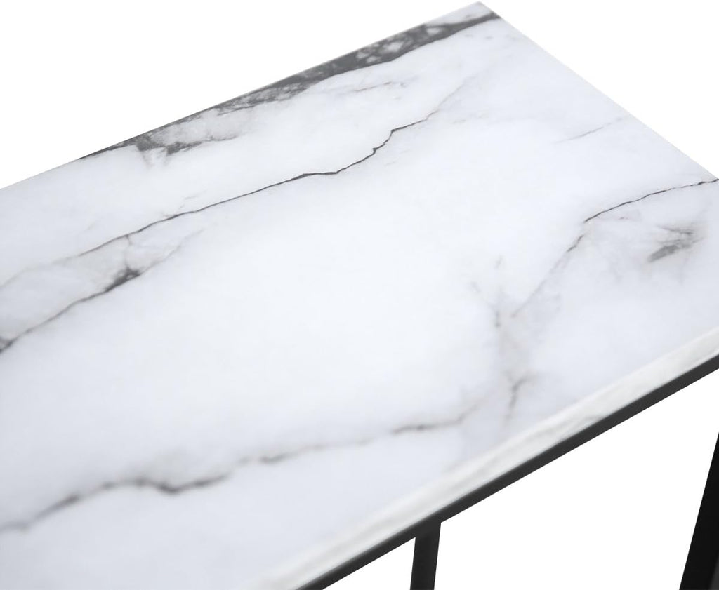 Black Faux Marble Console Table with Metal Frame D58943