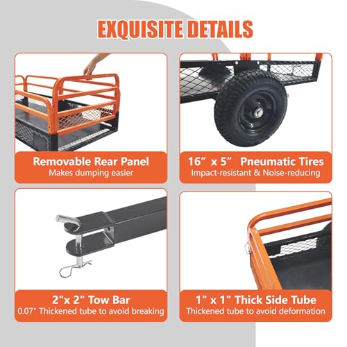 Steel Dump Cart 1500 Pounds 15 Cubic Feet Utility Trailer V3415