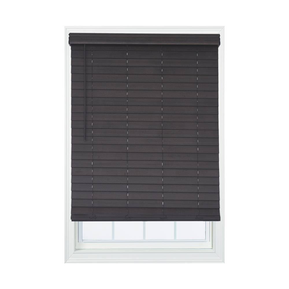 Brown Oak Cordless 2.5 in. Distressed Faux Wood Blind V53247
