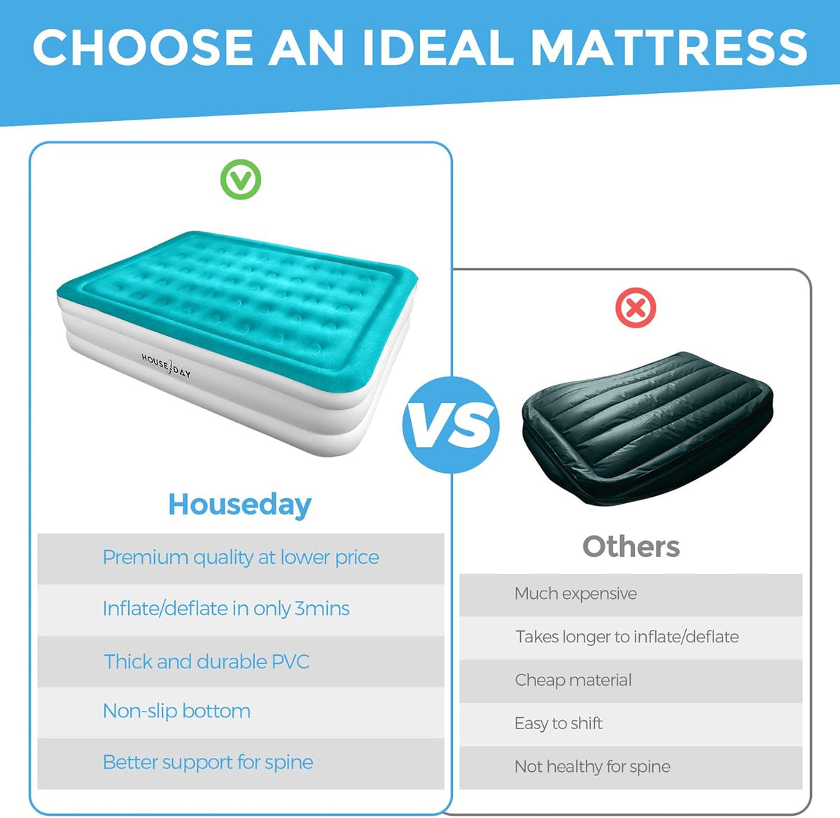 Queen Inflatable Air Mattress with Built-in Pump U1214