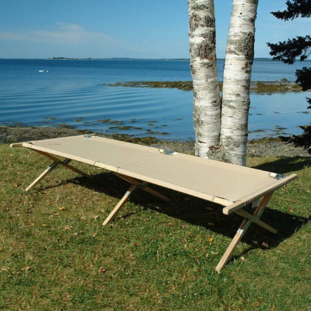 Tan Heavy Duty Wood Frame Portable Camping Cot W8028