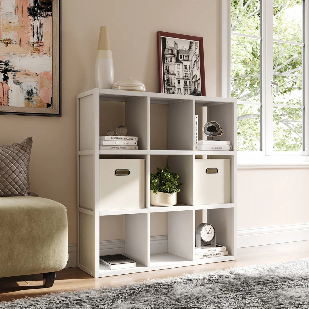 Solid Wood 9 Cube Storage Organizer White W792