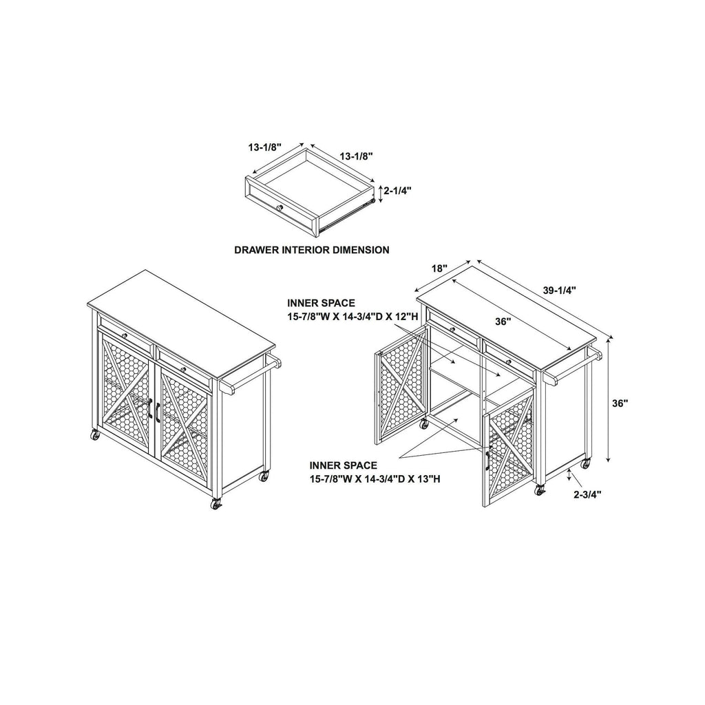 Rustic Brown Kitchen Cart N11569