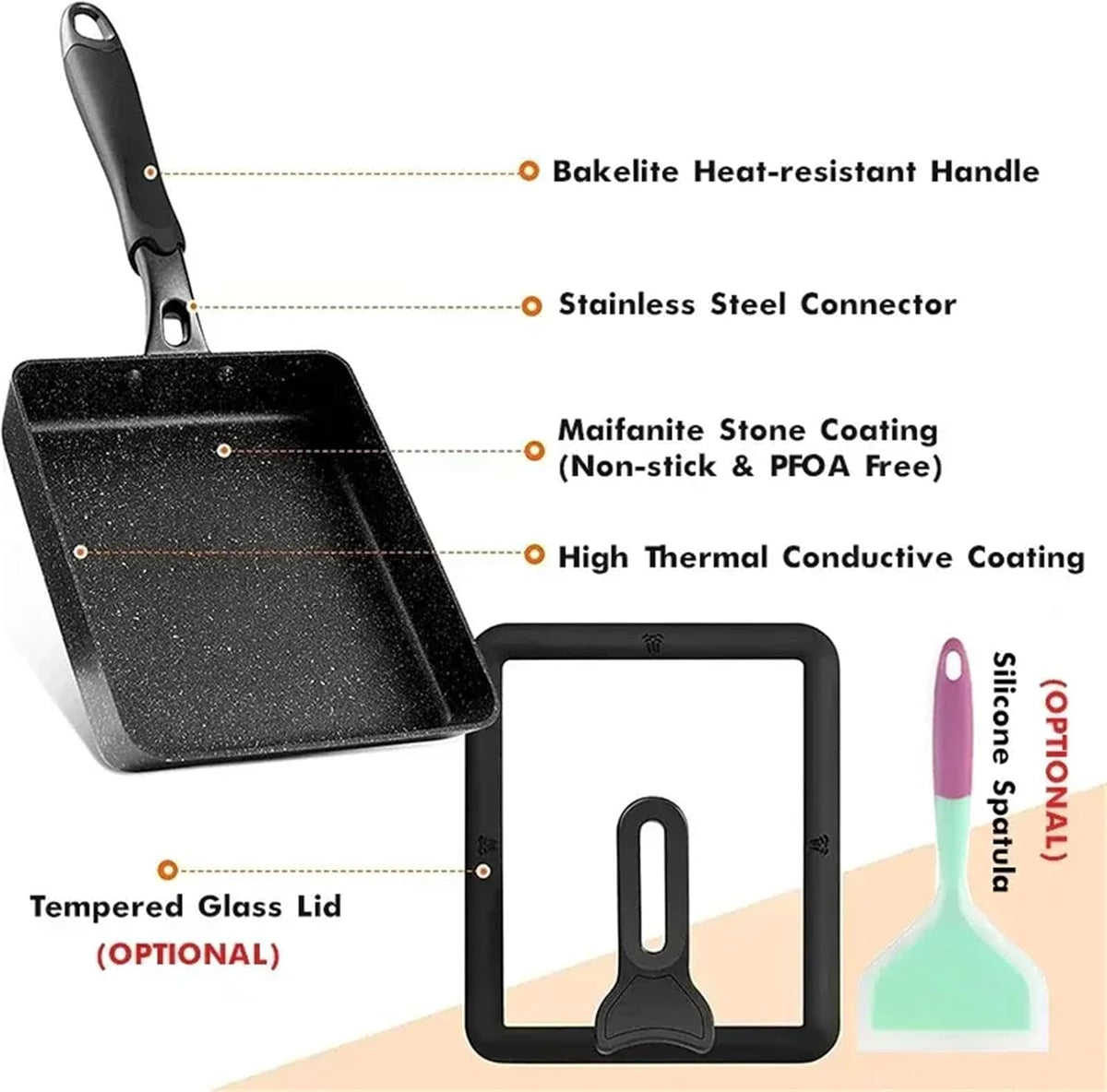 Nonstick Square Tamagoyaki Pan with Lid R740