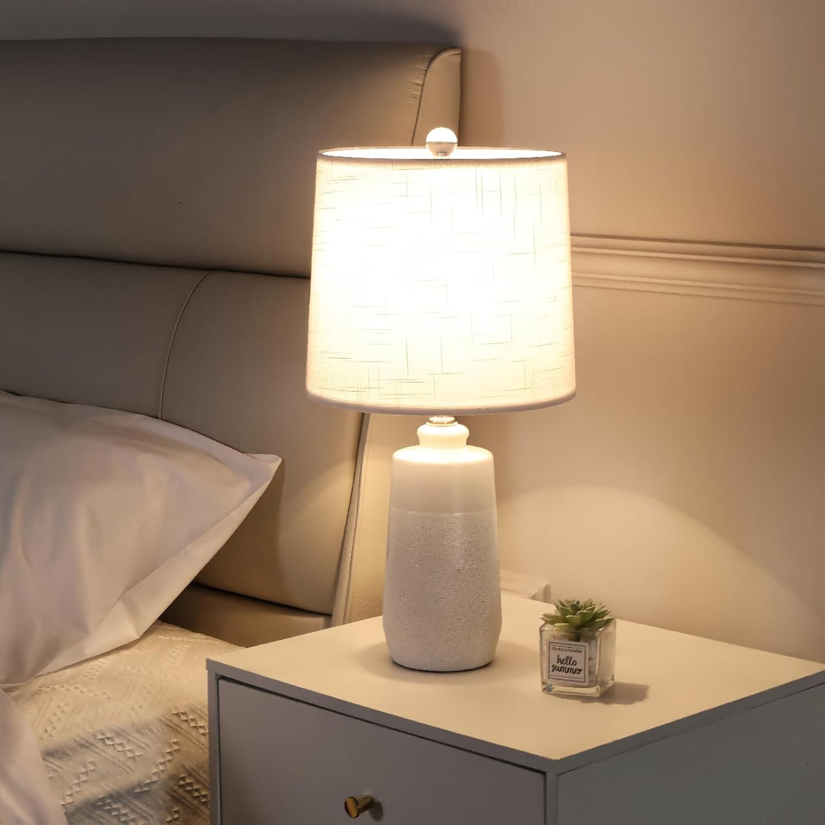 20.5" Ceramic Table Lamp Set of 2, Off White/Beige S231