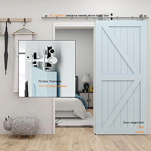 5FT Sliding Barn Door Hardware Kit, Top Mount Stainless Steel H14316