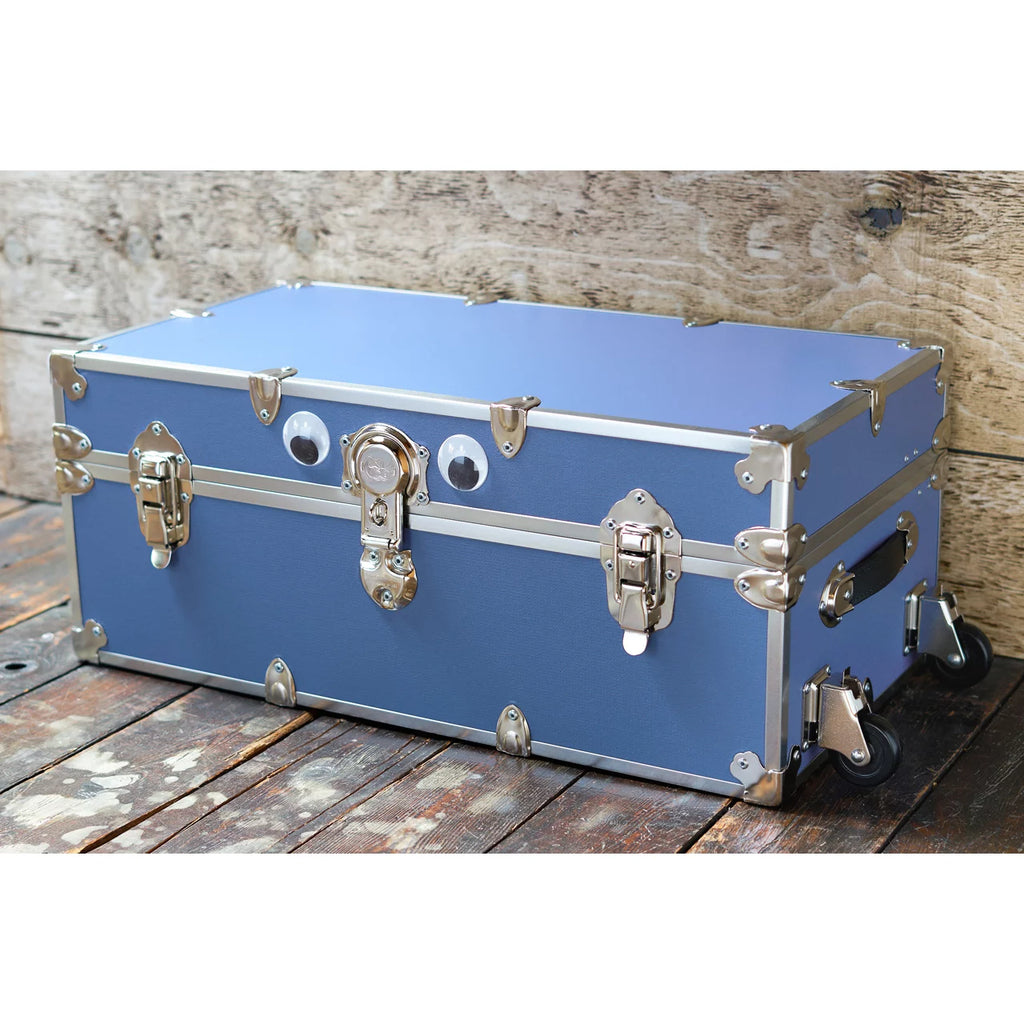 Large Leather Embossed Vinyl Trunk with Removable Wheels 32"x18"x14" (Black) R300152