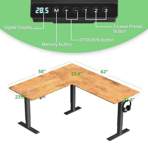 63 inch L Shaped Electric Adjustable Height Standing Desk X31735