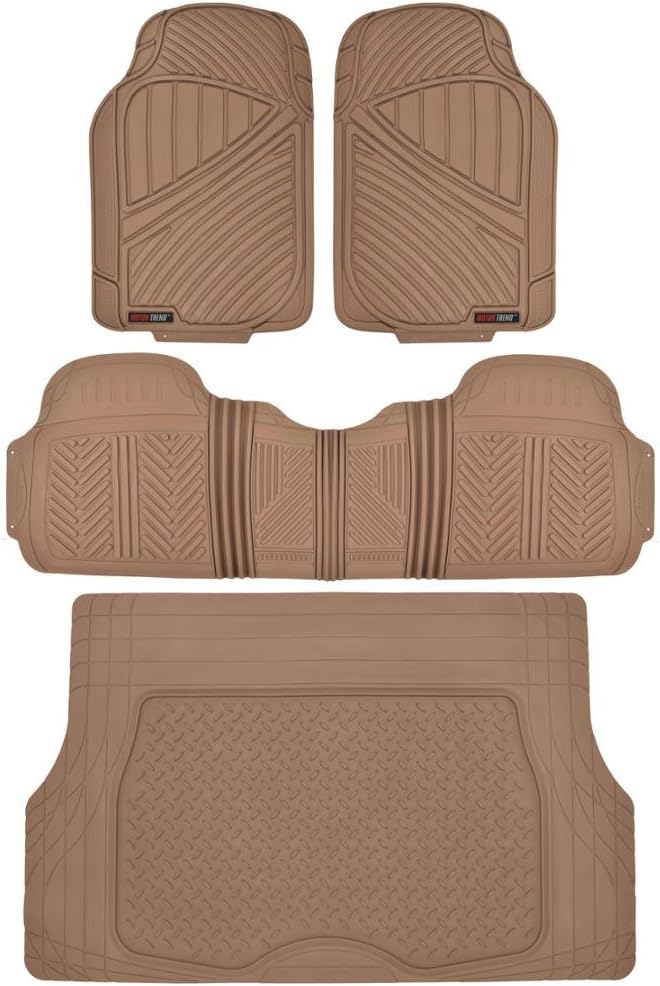 All Weather Rubber Car Floor Mats with Cargo Liner Full Set R12377