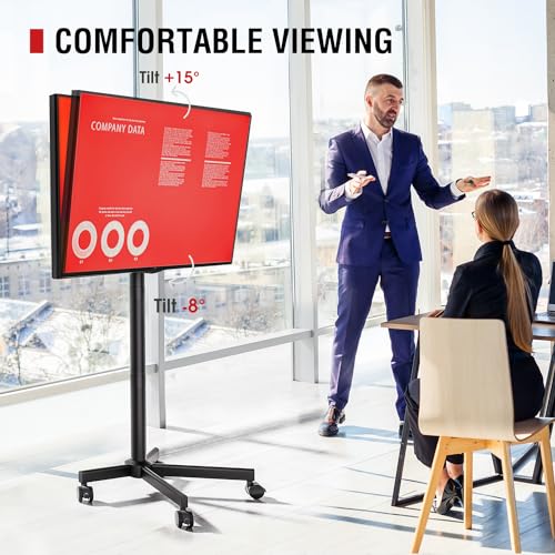 Rolling TV Stand for 32-65 inch Flat/Curved TVs with Tilting Height Adjustment J14106