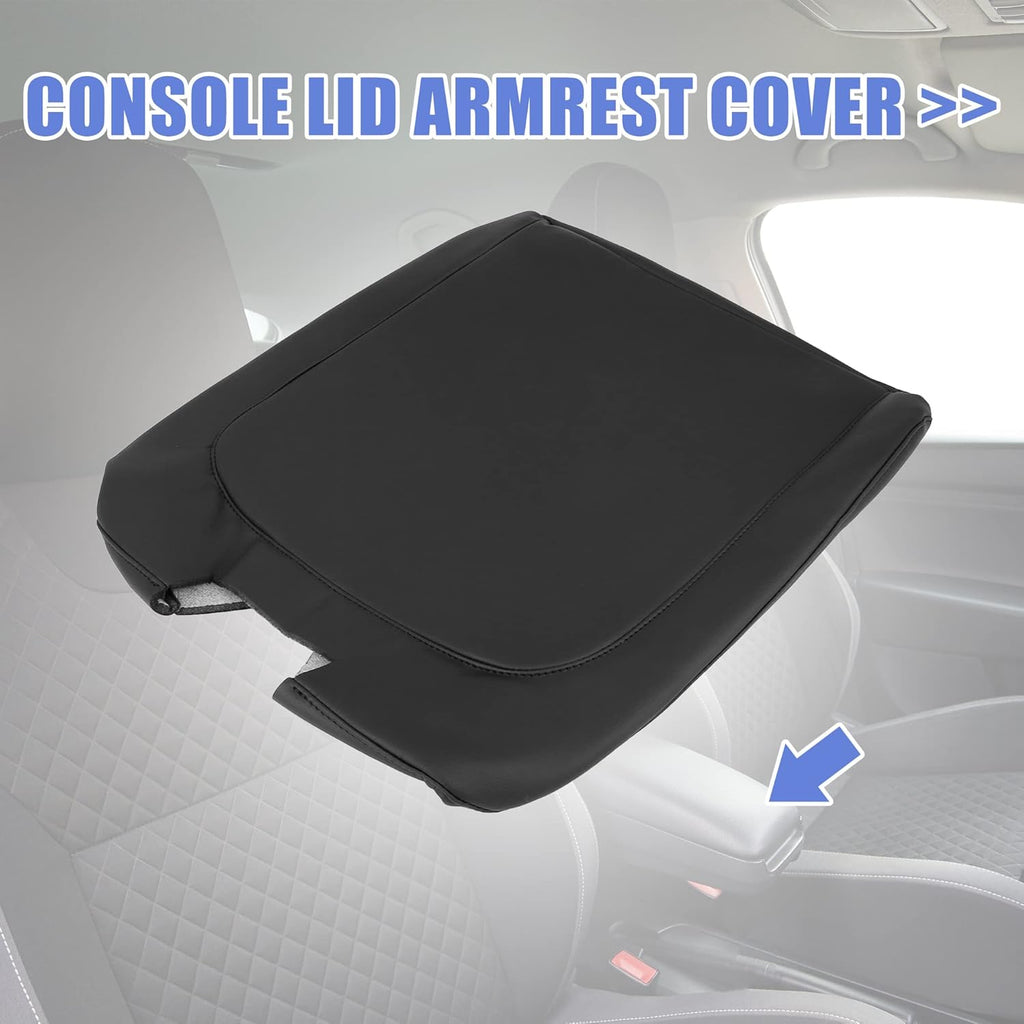 Black Microfiber Leather Center Console Lid Armrest Cover J79791