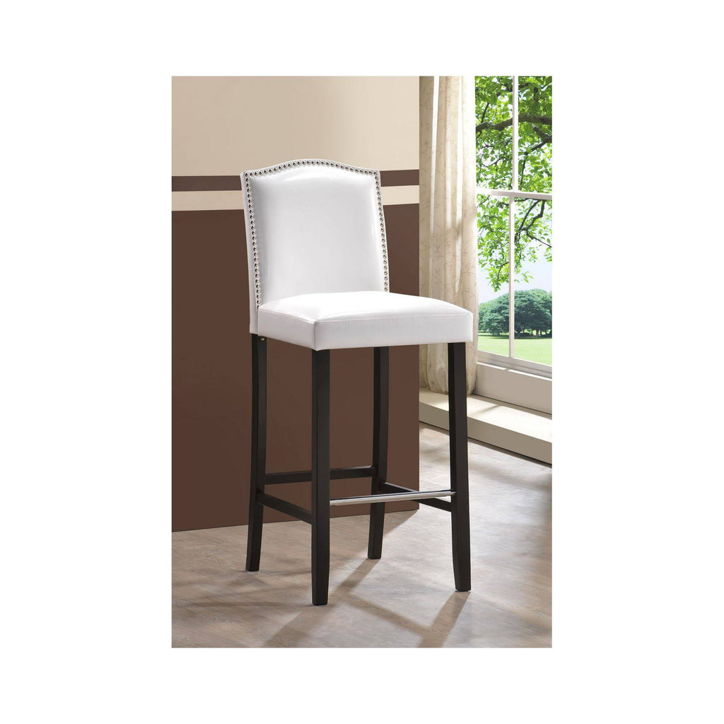 White Modern Bar Stool with Nail Head Trim (Set of 2) W556806