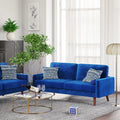 Blue Velvet Rolled Arm Sofa L188
