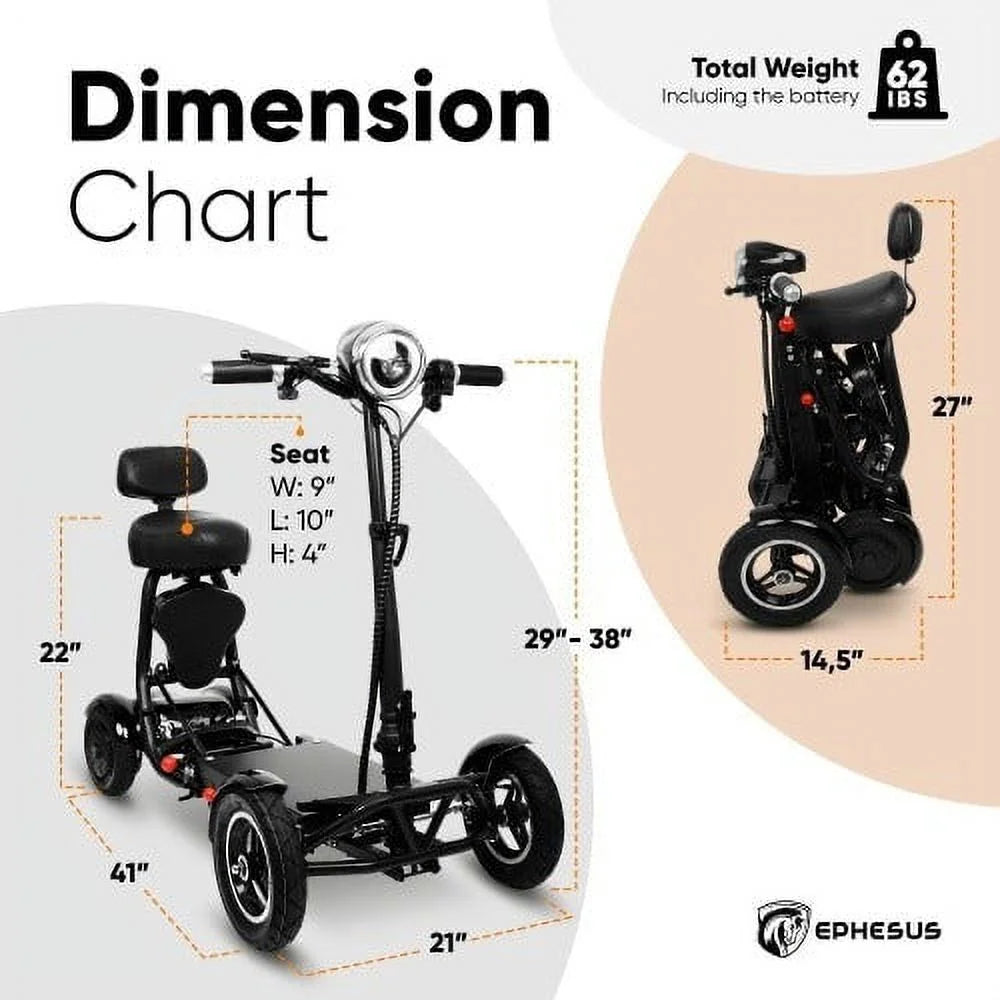Folding Mobility Scooter 4-Wheel Long Range Blue M50733