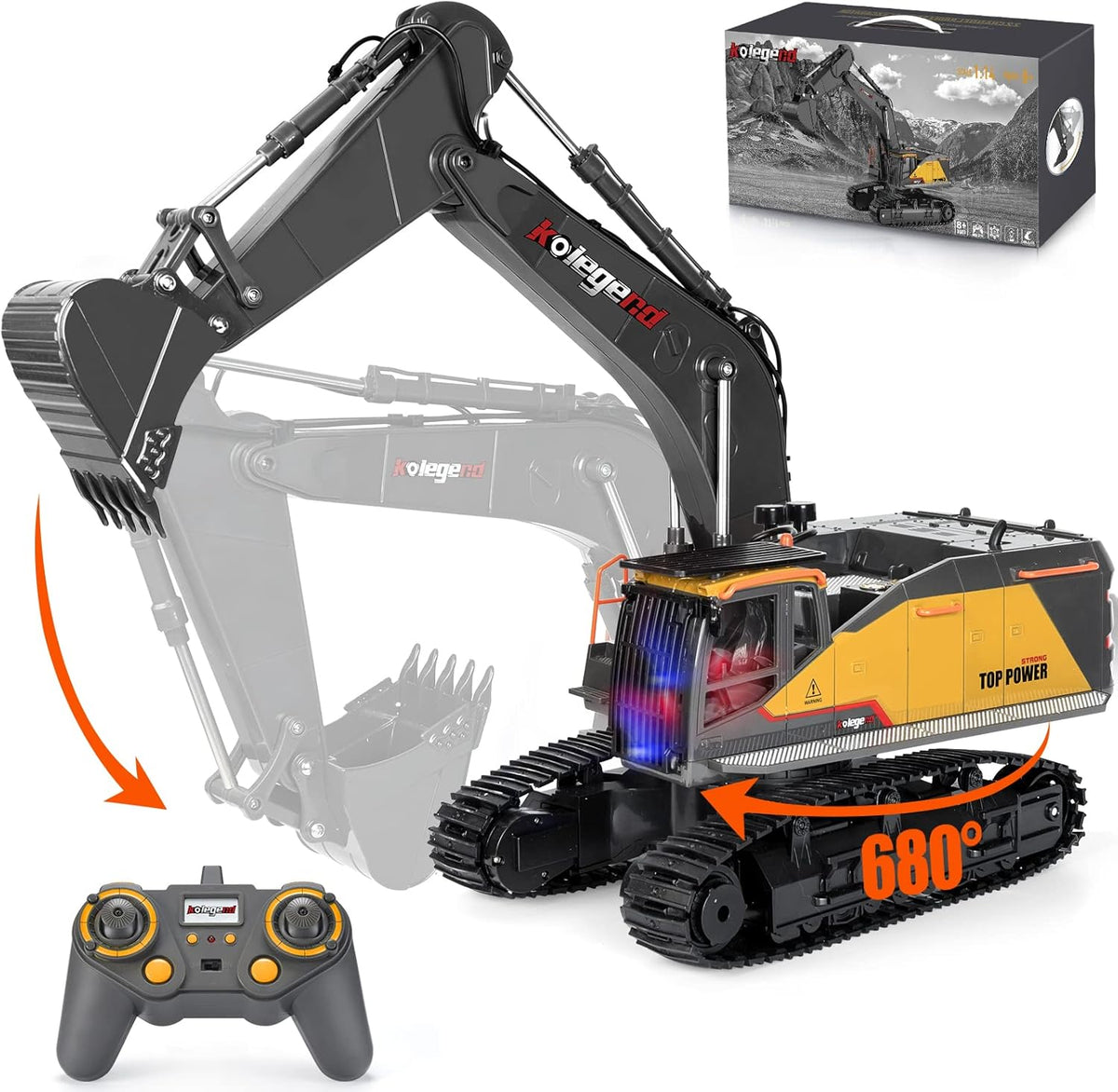 22 Channel RC Excavator Toy 1/14 Scale Rechargeable with Metal Shovel F51939