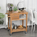 Bamboo Rolling Kitchen Island Trolley Utility Cart with 2 Storage Drawers L5539