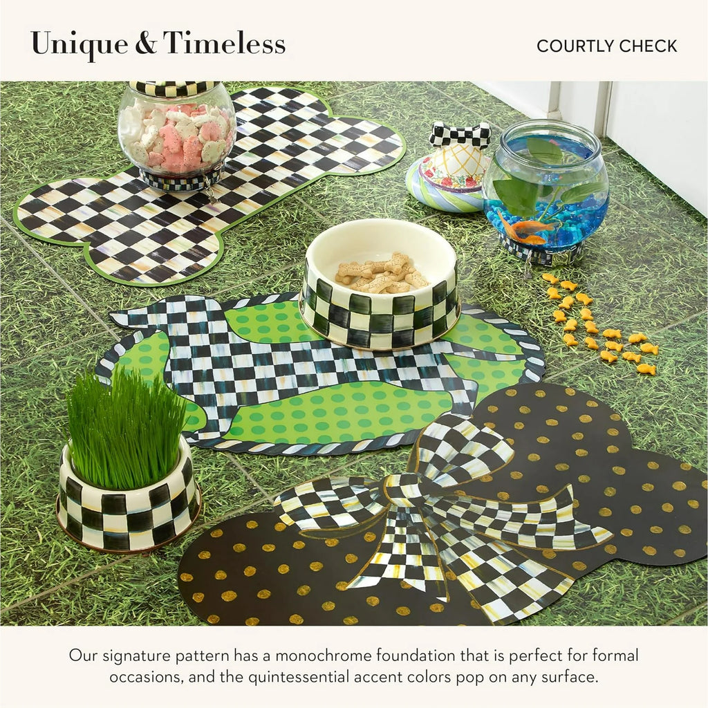 Bone-Shaped Pet Feeding Mat with Gold Dots T719