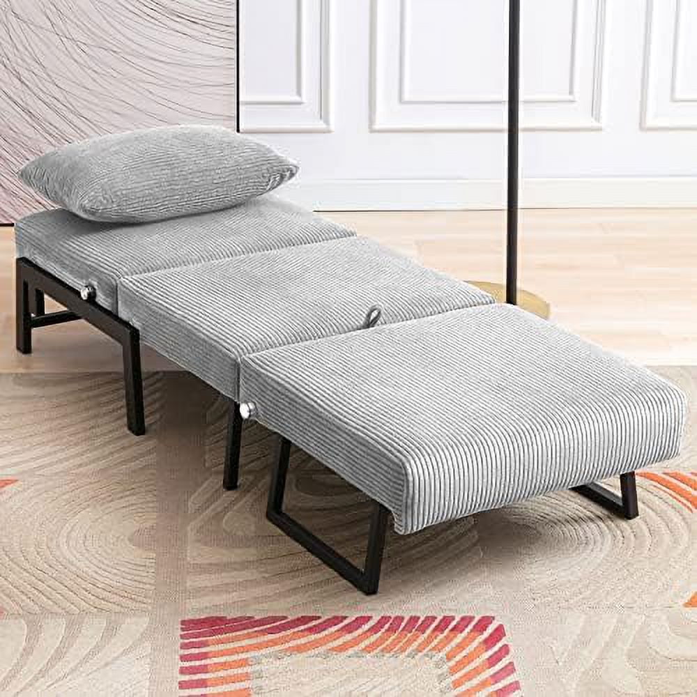 Light Grey Velvet Convertible Futon Sofa Bed M9373