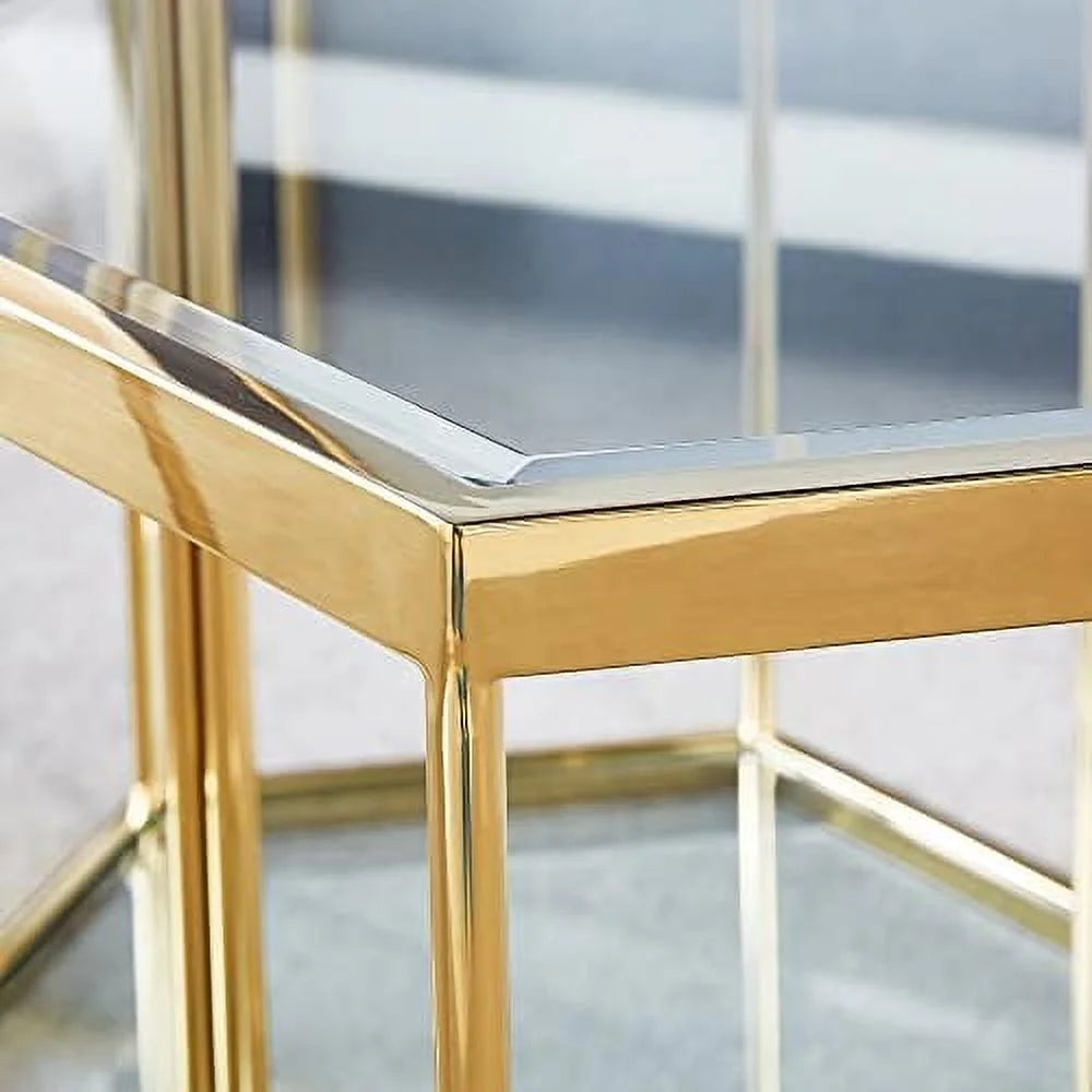 Round Clear Glass End Table with Chrome Legs S87106