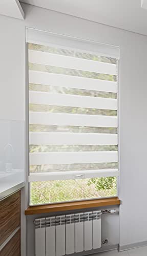 White 27" x 72" Cordless Zebra Shades T29968