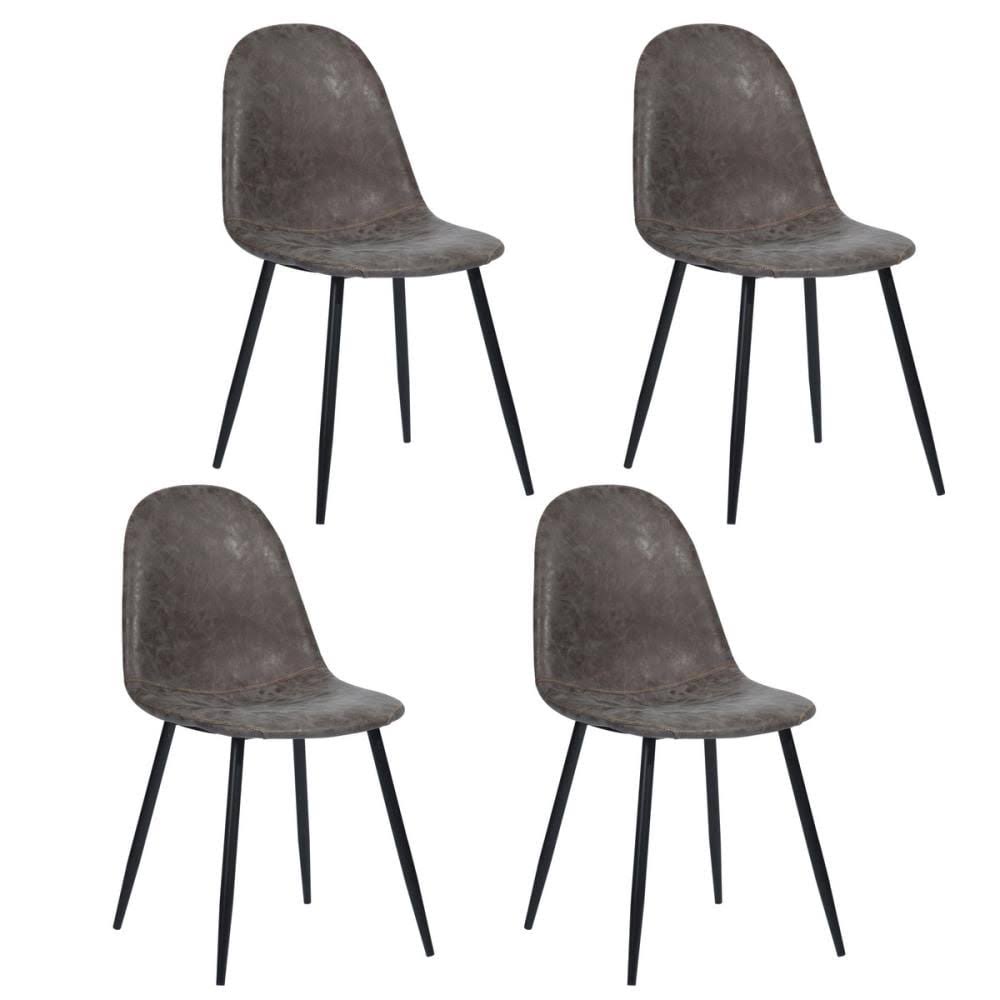 Gray Faux Leather Upholstered Side Chair N7500