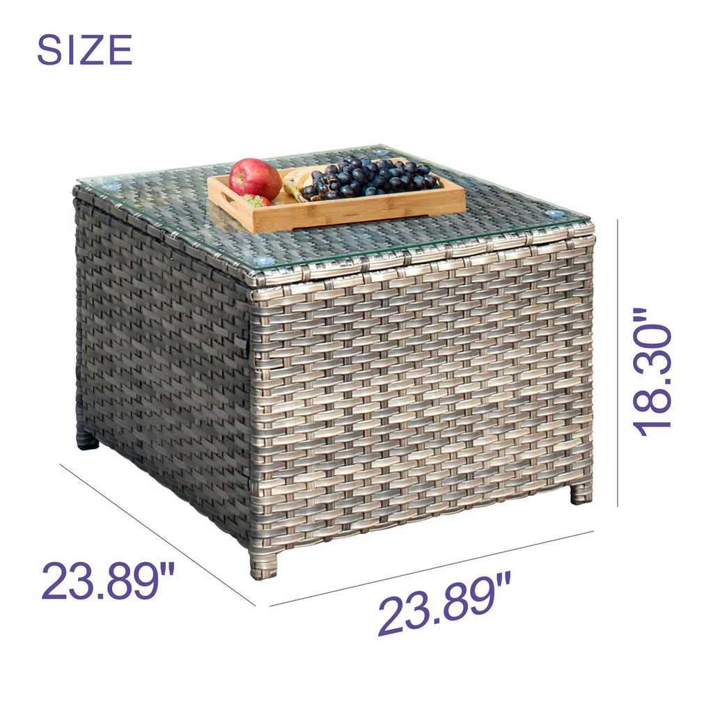 Outdoor Wicker Coffee Table with Glass Top B949469