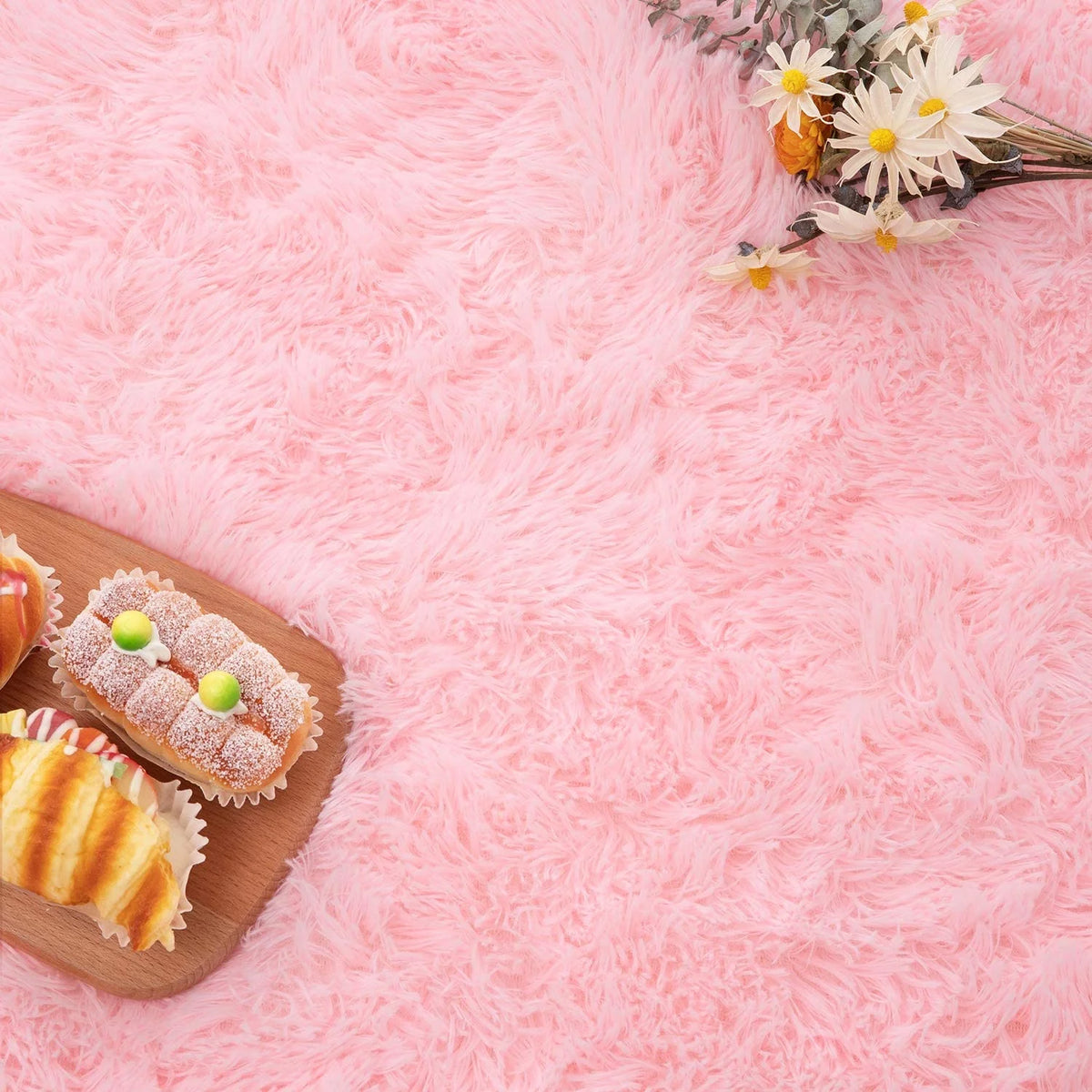 Pink Fluffy Rug 5.3'x7.5' U7813