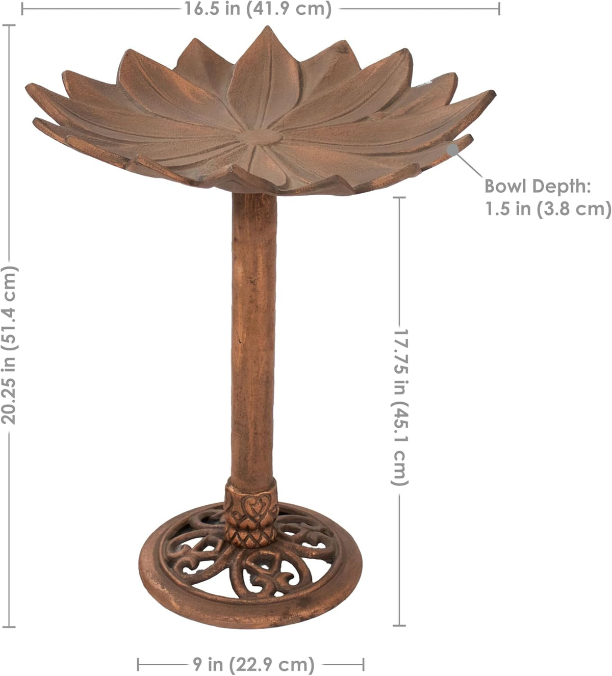 Copper Patina Cast Aluminum Bird Bath A613