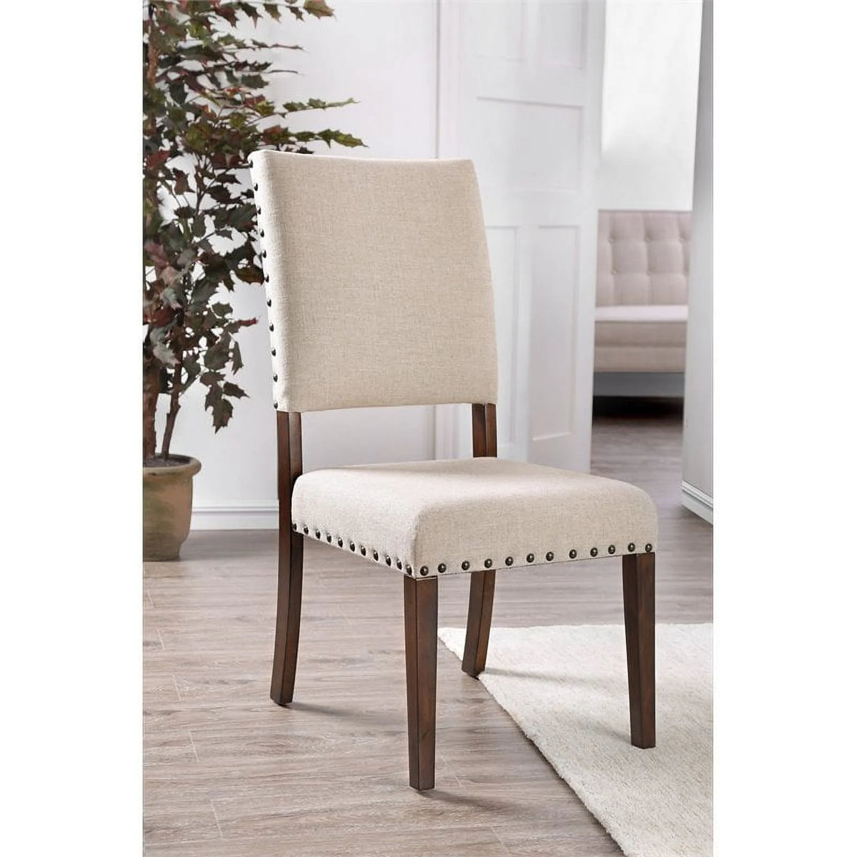 Brown Cherry Wood Side Chair Set of 2 A485394