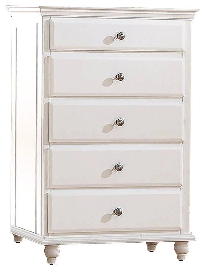 White 6pc Full Size Bedroom Set with Dresser Mirror Nightstands Chest H926