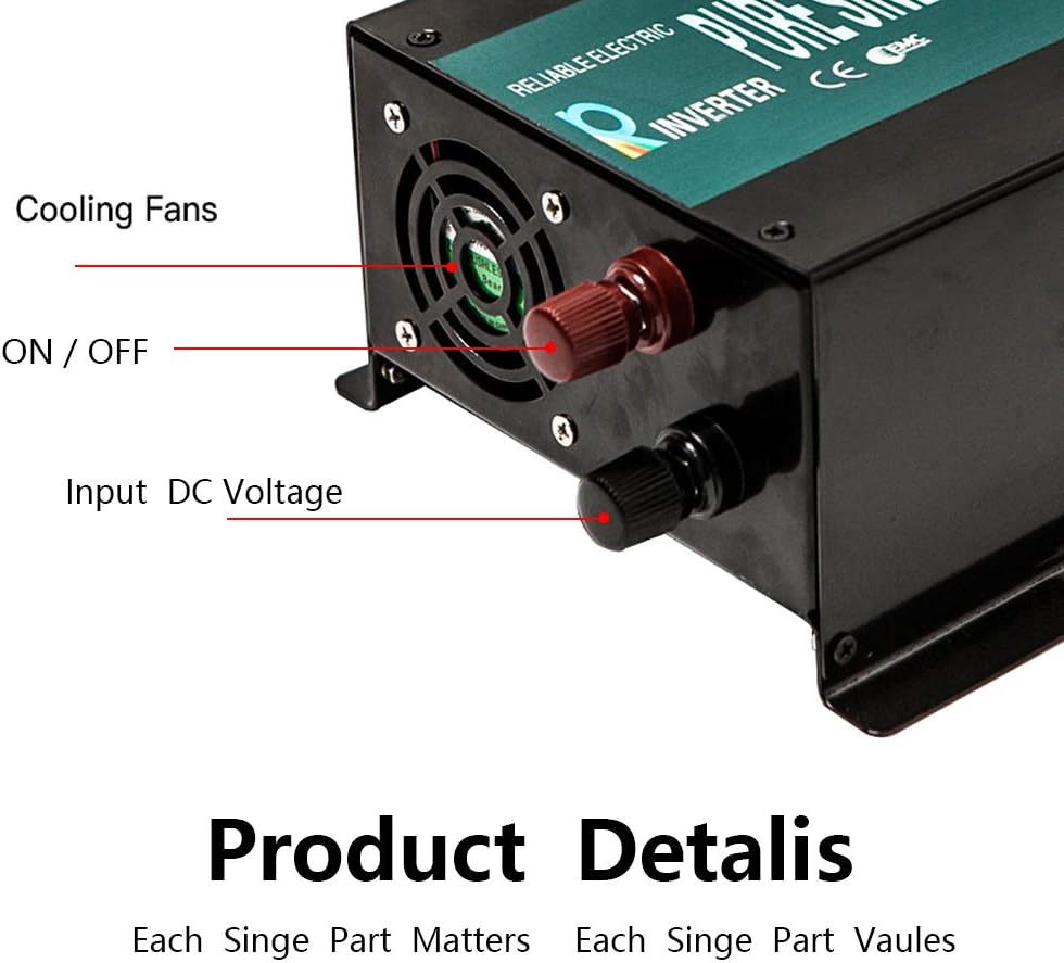 300W Pure Sine Wave Car Power Inverter 24VDC Black Pack of 2 Y425786
