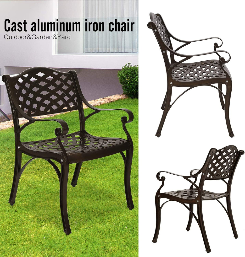 2 Piece Cast Aluminum Bistro Dining Chair Set Antique Bronze P61894