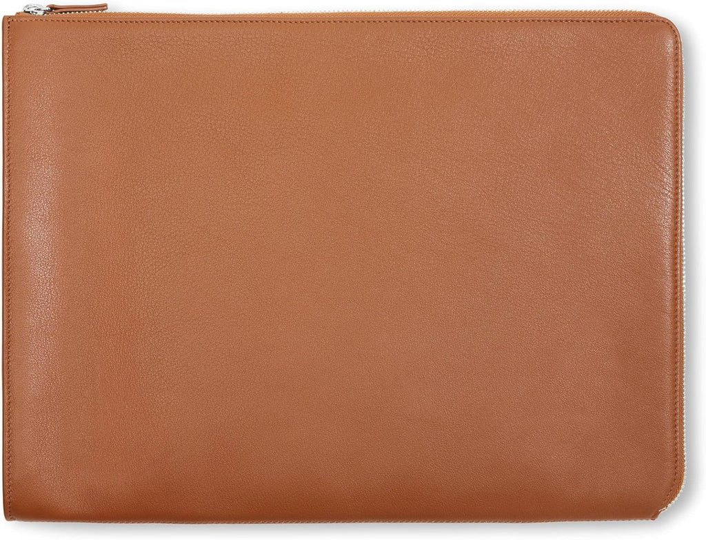 Cognac Zippered Document Holder with Interior Pocket L559