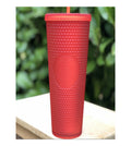 Red Studded Tumbler with Straw O6003