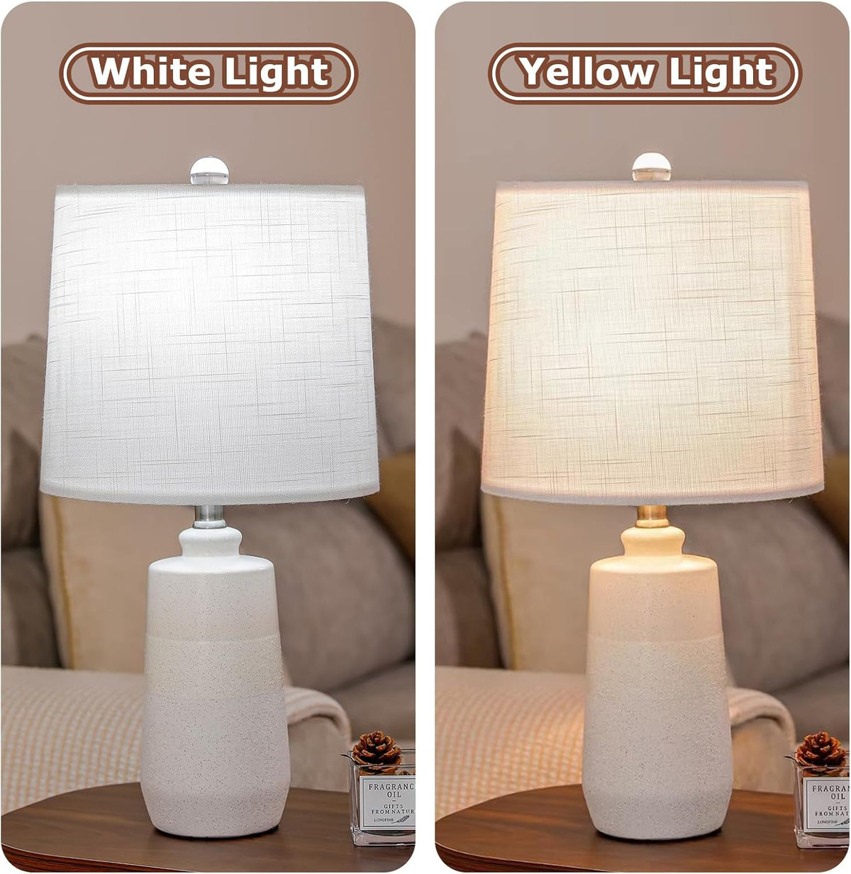 20.5" Ceramic Table Lamp Set of 2, Off White/Beige S231